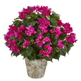 Bougainvillea Artificial Plant in Weathe Red Oak Planter