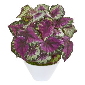 Begonia Artificial Plant in White Vase