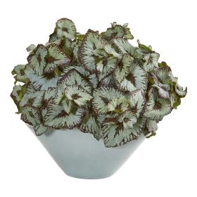 Rex Begonia Artificial Plant in Green Vase