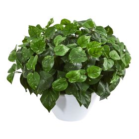 Pothos Artificial Plant in White Vase