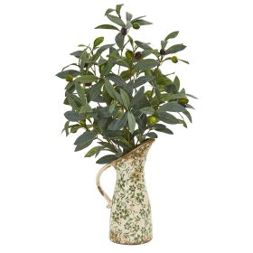Olive Artificial Plant in Floral Pitcher