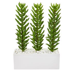 Succulent Spikes Artificial Plant in White Ceramic Vase