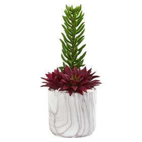 Succulent Artificial Plant in Marble Vase