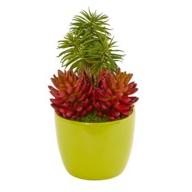 Succulent Artificial Plant in Green Vase