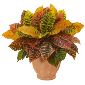 Croton Artificial Plant in Terra Cotta Planter