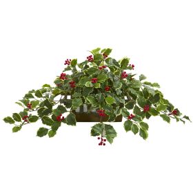 Holly Leaf Artificial Plant in Planter (Real Touch)