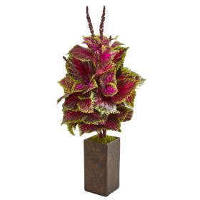 Coleus Artificial Plant in Brown Vase