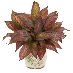 Musa Artificial Plant in Floral Print Vase