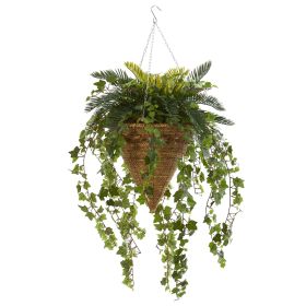 Cycas and Ivy Artificial Plant in Hanging Basket