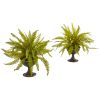 Fern Artificial Plant in Metal Chalice (Set of 2)