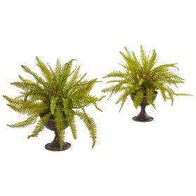Fern Artificial Plant in Metal Chalice (Set of 2)