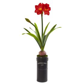 Amaryllis Artificial Plant in Garden Planter
