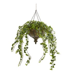 Ivy Artificial Hanging Plant in Hanging Metal Bowl
