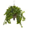 London Ivy Artificial Plant in Hanging Bowl (Real Touch)