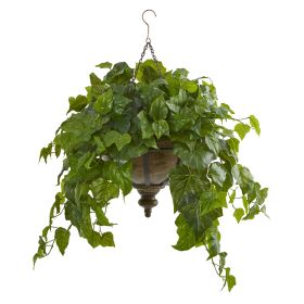 London Ivy Artificial Plant in Hanging Bowl (Real Touch)