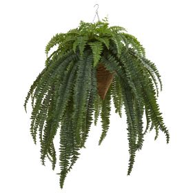 Giant Boston Fern Artificial Plant in Hanging Cone