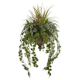 Ivy and Mix Greens Artificial Plant in Hanging Bowl