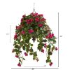 Bougainvillea Artificial Plant in Hanging Metal Bowl