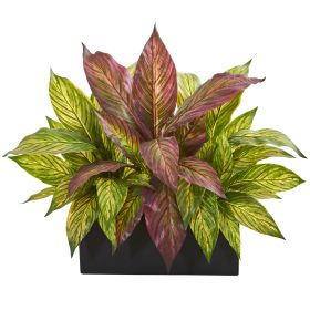 Musa Leaf Artificial Plant in Black Planter