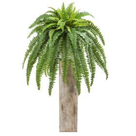 Boston Fern Artificial Plant in Sand Colo Red Planter