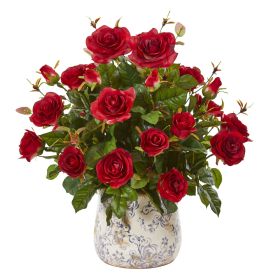 Garden Rose Artificial Plant in Decorative Vase