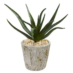 Aloe Artificial Plant in Weathe Red Planter