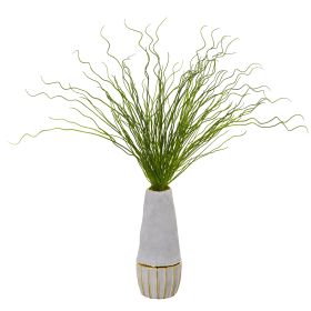 Curly Grass Artificial Plant in Decorative Planter