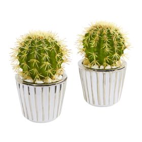 Cactus Artificial Plant in Decorative Planter (Set of 2)