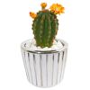Flowering Cactus Artificial Plant in Planter (Set of 2)
