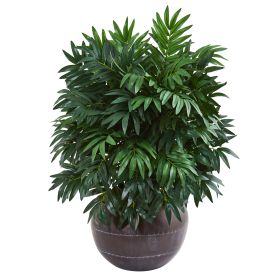 Bamboo Palm Artificial Plant in Metal Bowl