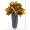 Croton Artificial Plant in Gray Planter (Real Touch)