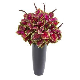 Coleus Artificial Plant in Gray Planter