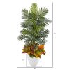 Areca Palm and Croton Artificial Plant in White Planter
