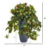 Strawberry Artificial Plant in Gray Planter