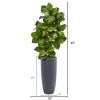 Magnolia Leaf Artificial Plant in Gray Planter