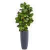 Magnolia Leaf Artificial Plant in Gray Planter