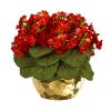 Violet Artificial Plant in Gold Vase