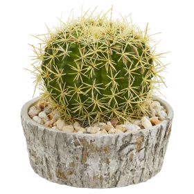 Cactus Artificial Plant in Weathe Red Oak Planter