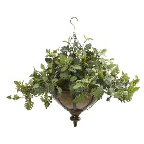 Dusty Miller Artificial Plant in Hanging Bowl