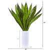 Sansevieria Artificial Plant in White Vase