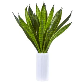 Sansevieria Artificial Plant in White Vase