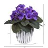 African Violet Artificial Plant in White Vase (Set of 2)