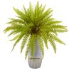Fern Grass Artificial Plant in Stoneware Planter