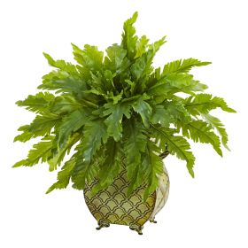 Fern Artificial Plant in Metal Planter