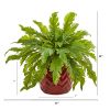Fern Artificial Plant in Red Vase