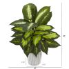 Dieffenbachia Artificial Plant in White Vase (Set of 2)