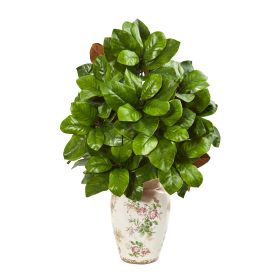 Magnolia Leaf Artificial Plant in Floral Urn