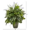Mixed Spathiphyllum Artificial Plant in Green Planter