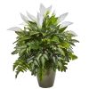 Mixed Spathiphyllum Artificial Plant in Green Planter