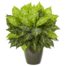 Dieffenbachia Artificial Plant in Green Planter